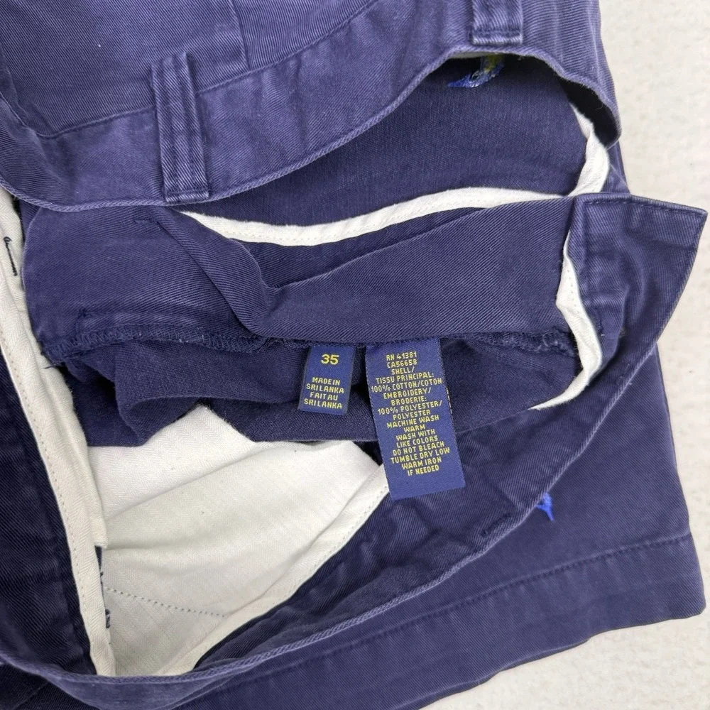 Polo Ralph Lauren Mens Size 35 Navy‎ Blue Marlin Fish Embroidered Chino Shorts